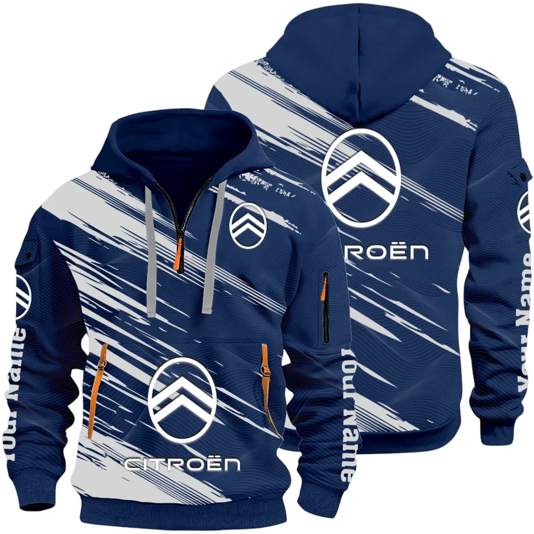 European Car Hoodie Half Zip 3D, Comfortable Everyday Hoodie CAR514 - Navy