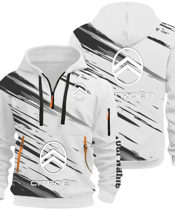 European Car Hoodie Half Zip 3D, Comfortable Everyday Hoodie CAR514 - White