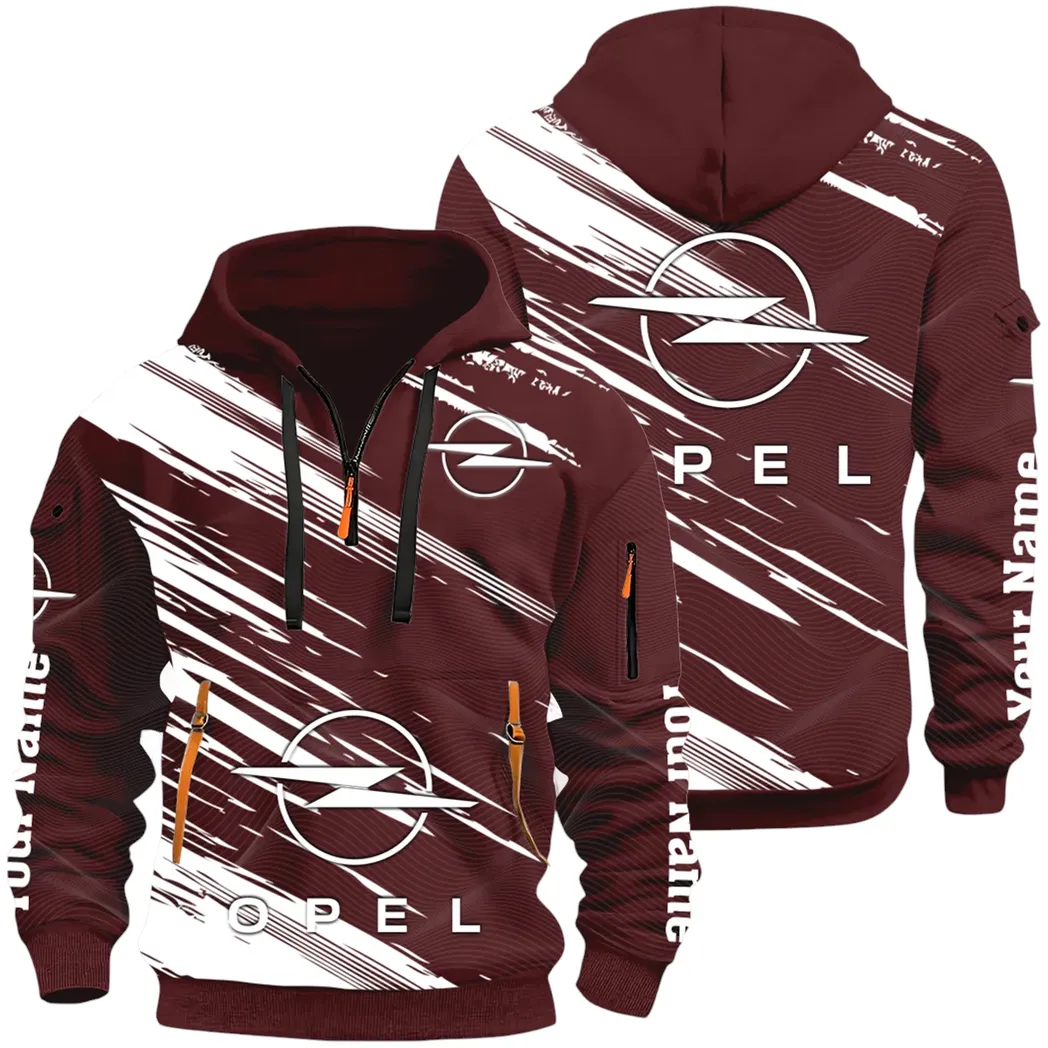 Family Vehicle Hoodie Half Zip 3D, Casual Street-Ready Hoodie CAR514 - Dark Red