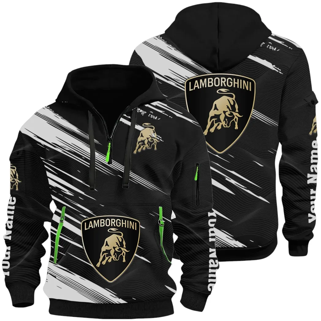 High-Performance Coupe Hoodie Half Zip 3D, Adventure-Ready Streetwear CAR514 - Black