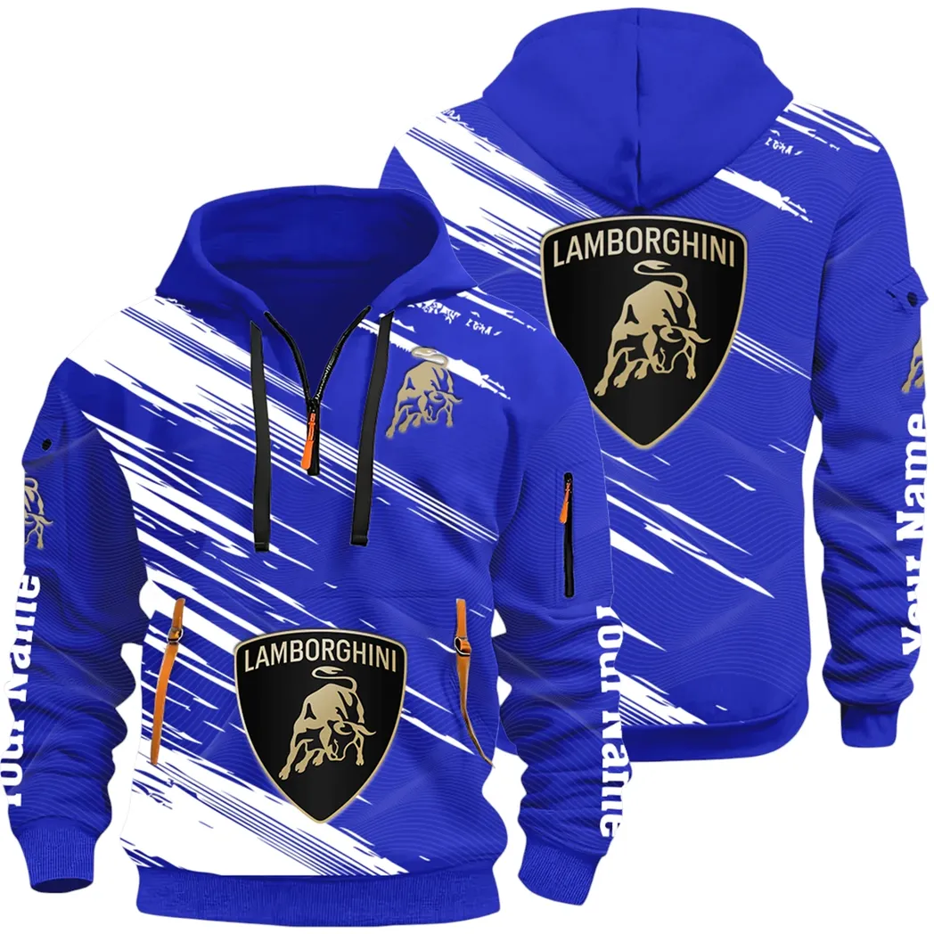 High-Performance Coupe Hoodie Half Zip 3D, Adventure-Ready Streetwear CAR514 - Blue