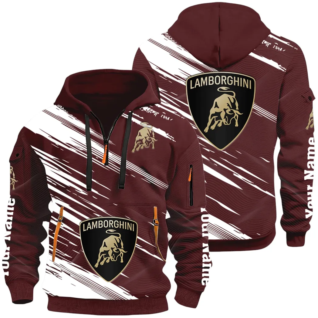 High-Performance Coupe Hoodie Half Zip 3D, Adventure-Ready Streetwear CAR514 - Dark Red