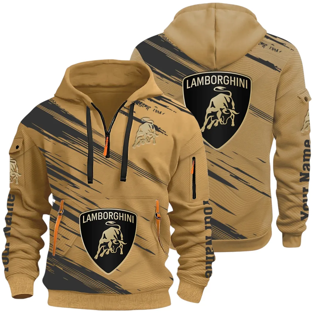 High-Performance Coupe Hoodie Half Zip 3D, Adventure-Ready Streetwear CAR514 - Khaki