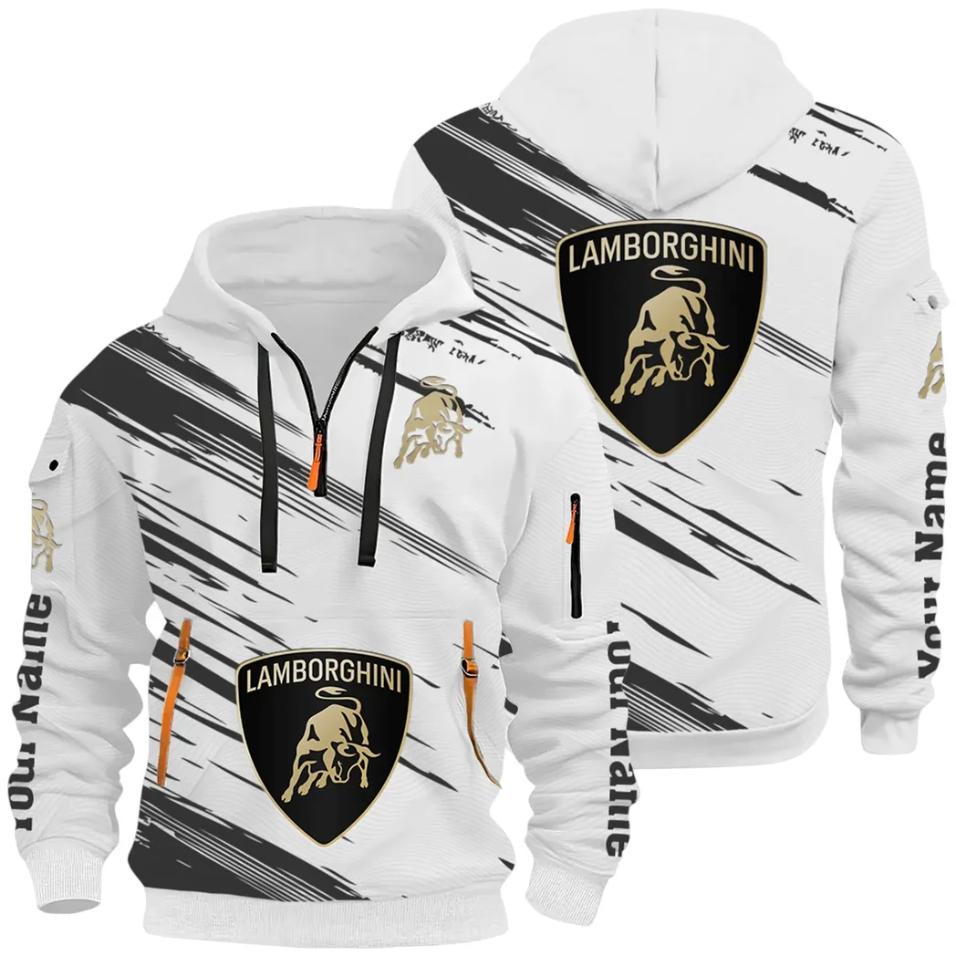 High-Performance Coupe Hoodie Half Zip 3D, Adventure-Ready Streetwear CAR514 - White