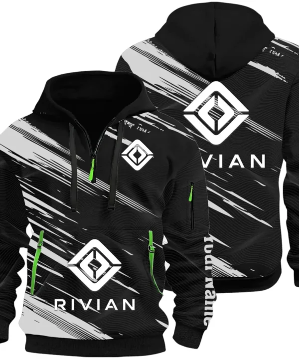 Racing Auto Hoodie Half Zip 3D, Classic Comfortable Hoodie Style CAR514 - Black