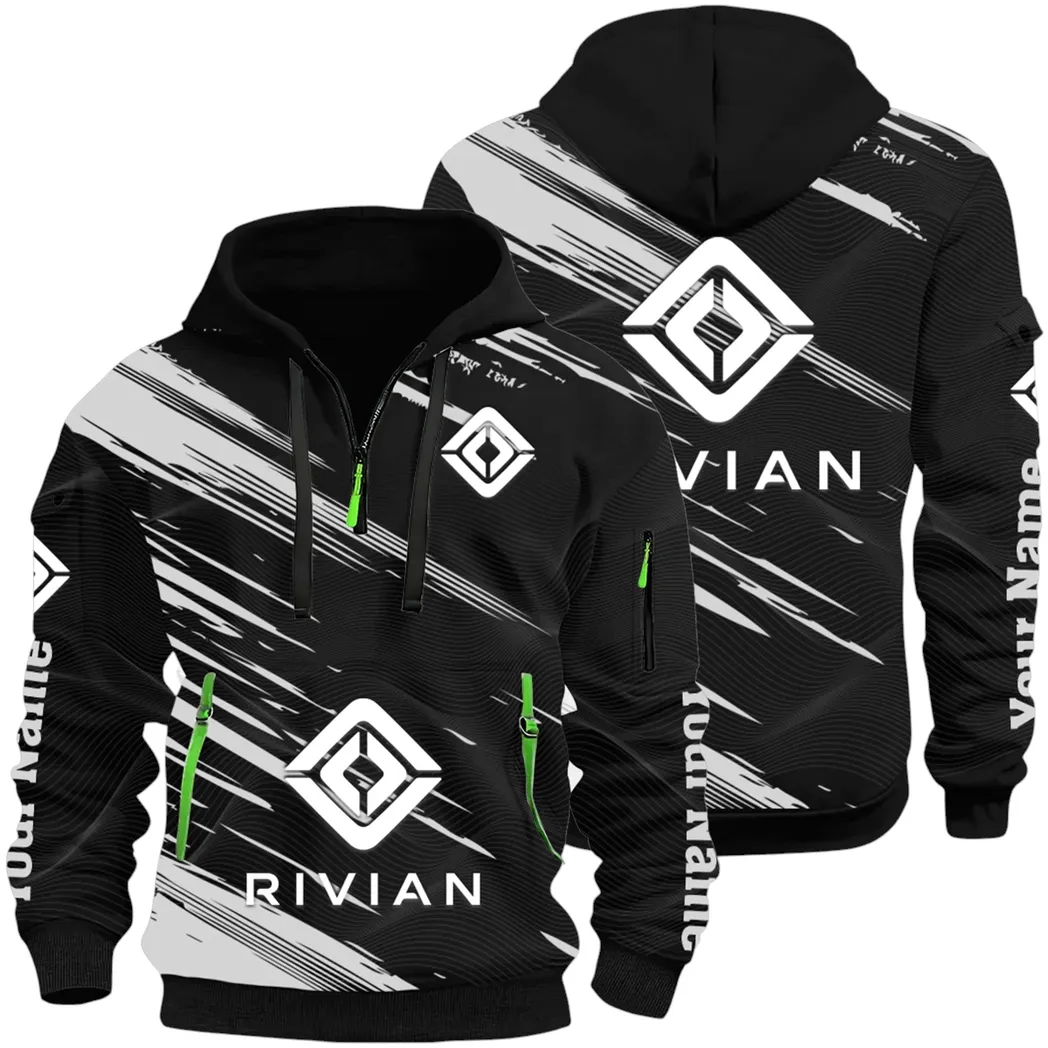 Racing Auto Hoodie Half Zip 3D, Classic Comfortable Hoodie Style CAR514 - Black
