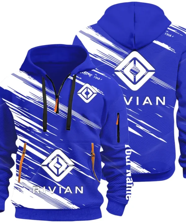 Racing Auto Hoodie Half Zip 3D, Classic Comfortable Hoodie Style CAR514 - Blue