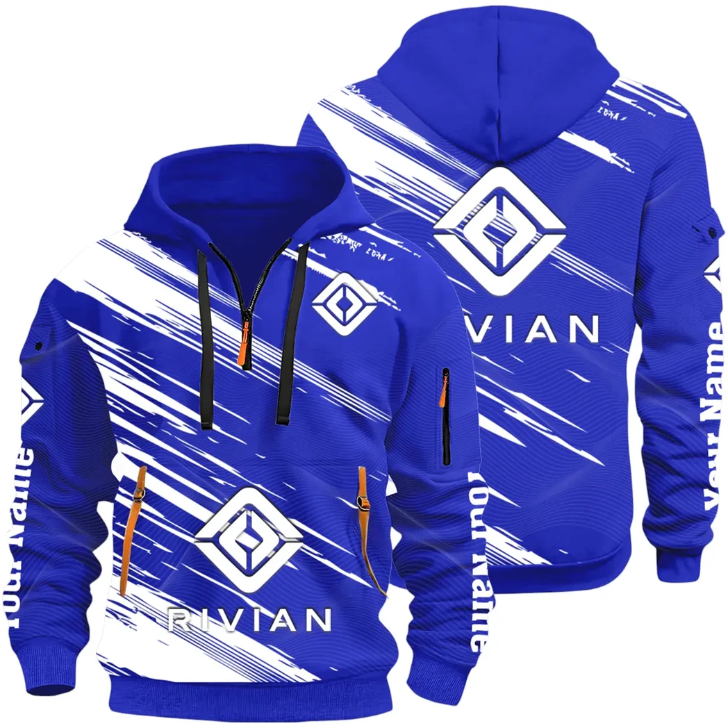 Racing Auto Hoodie Half Zip 3D, Classic Comfortable Hoodie Style CAR514 - Blue