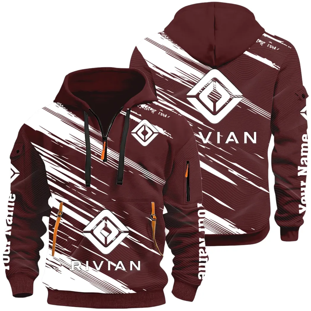 Racing Auto Hoodie Half Zip 3D, Classic Comfortable Hoodie Style CAR514 - Dark Red