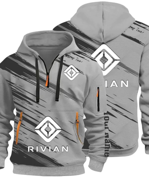 Racing Auto Hoodie Half Zip 3D, Classic Comfortable Hoodie Style CAR514 - Gray