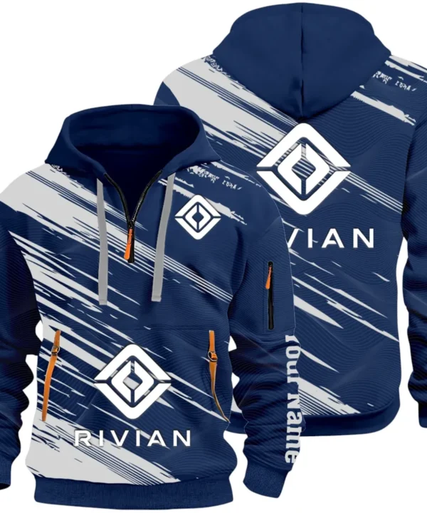 Racing Auto Hoodie Half Zip 3D, Classic Comfortable Hoodie Style CAR514 - Navy
