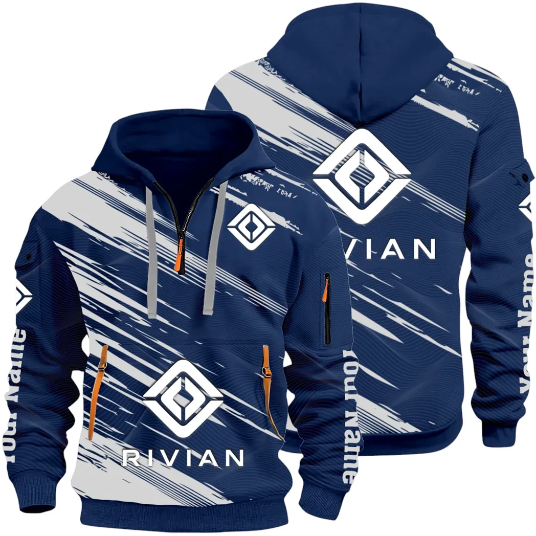 Racing Auto Hoodie Half Zip 3D, Classic Comfortable Hoodie Style CAR514 - Navy