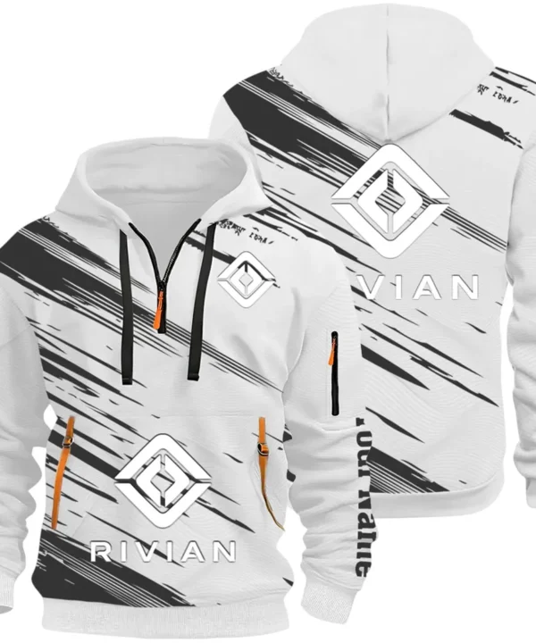 Racing Auto Hoodie Half Zip 3D, Classic Comfortable Hoodie Style CAR514 - White