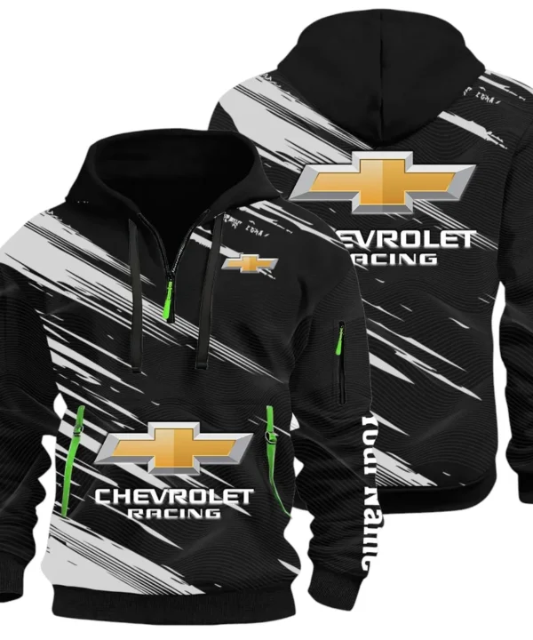 Classic Roadster Hoodie Half Zip 3D, Rugged Casual Fit Hoodie CAR514 - Black
