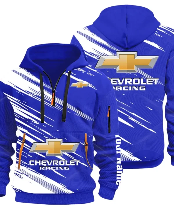 Classic Roadster Hoodie Half Zip 3D, Rugged Casual Fit Hoodie CAR514 - Blue