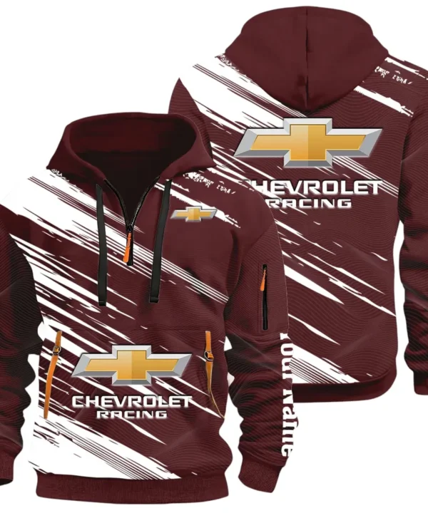 Classic Roadster Hoodie Half Zip 3D, Rugged Casual Fit Hoodie CAR514 - Dark Red