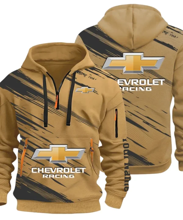 Classic Roadster Hoodie Half Zip 3D, Rugged Casual Fit Hoodie CAR514 - Khaki