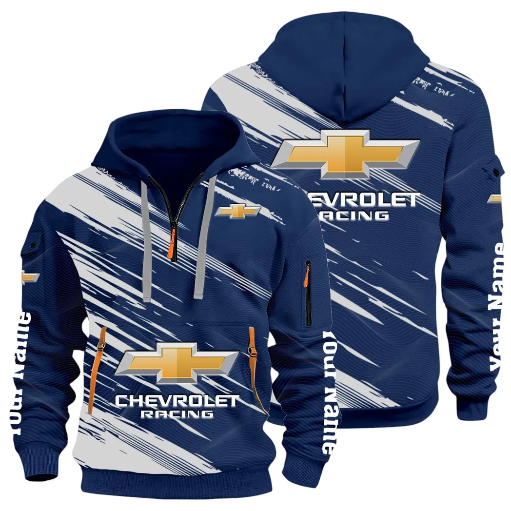 Classic Roadster Hoodie Half Zip 3D, Rugged Casual Fit Hoodie CAR514 - Navy