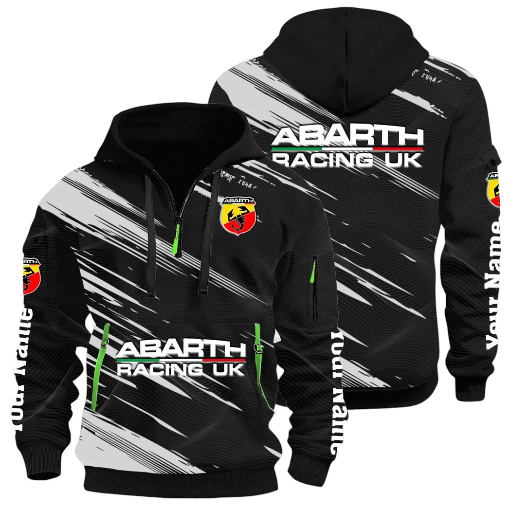 Hot Hatchback Hoodie Half Zip 3D, Sporty Urban Look Hoodie CAR514 - Black