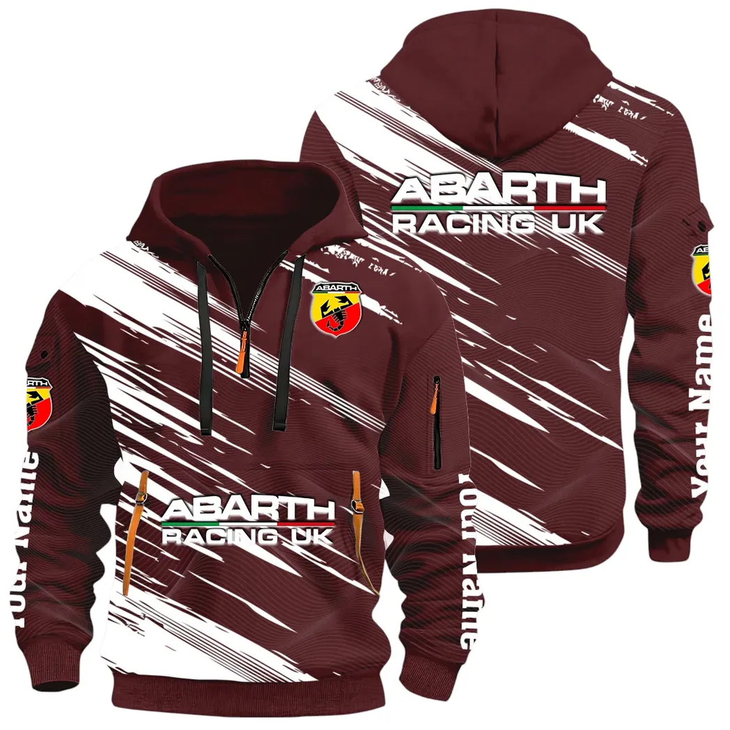 Hot Hatchback Hoodie Half Zip 3D, Sporty Urban Look Hoodie CAR514 - Dark Red