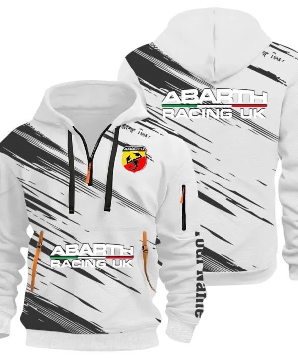 Hot Hatchback Hoodie Half Zip 3D, Sporty Urban Look Hoodie CAR514 - White