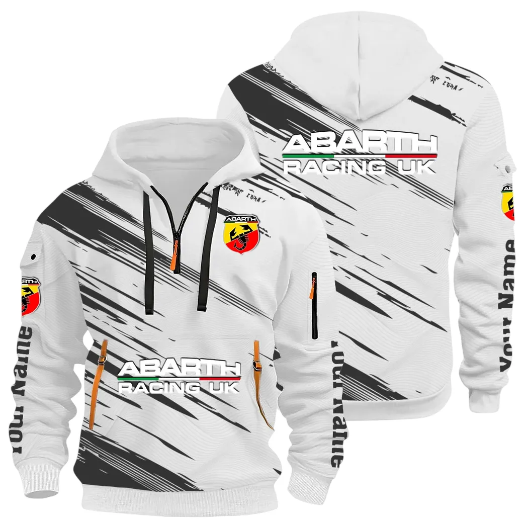 Hot Hatchback Hoodie Half Zip 3D, Sporty Urban Look Hoodie CAR514 - White