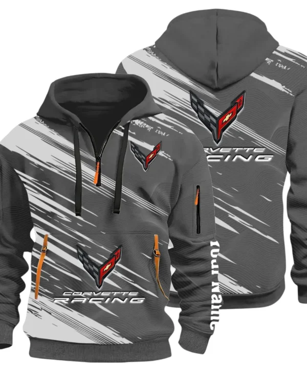 V8 Power Hoodie Half Zip 3D, Adventure-Ready Comfortable Hoodie CAR514 - Dark Gray