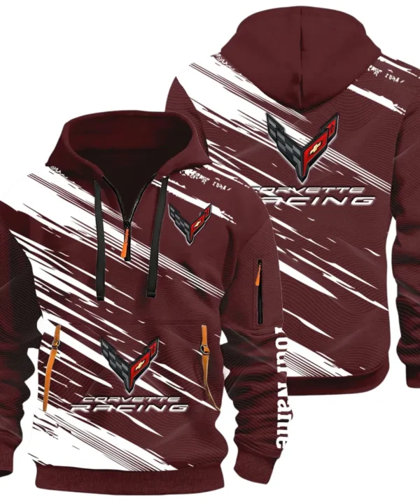 V8 Power Hoodie Half Zip 3D, Adventure-Ready Comfortable Hoodie CAR514 - Dark Red