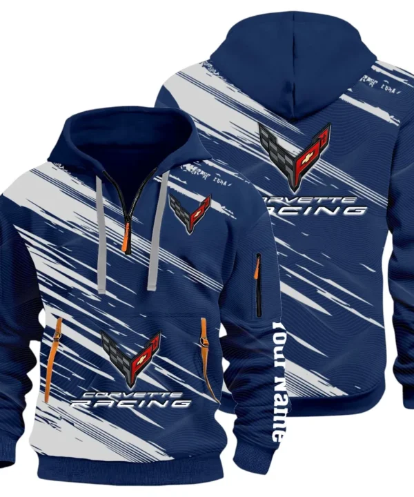 V8 Power Hoodie Half Zip 3D, Adventure-Ready Comfortable Hoodie CAR514 - Navy