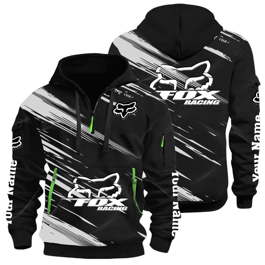 Racing Auto Hoodie Half Zip 3D, Everyday Comfortable Hoodie CAR514 - Black