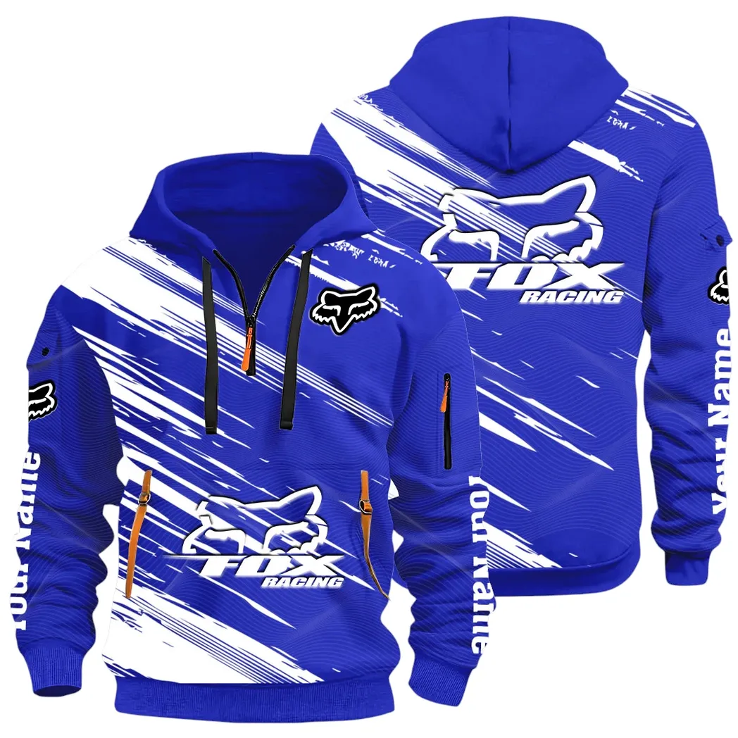 Racing Auto Hoodie Half Zip 3D, Everyday Comfortable Hoodie CAR514 - Blue