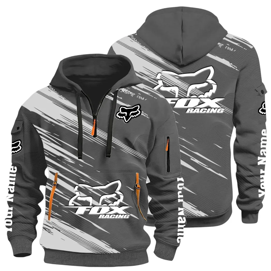 Racing Auto Hoodie Half Zip 3D, Everyday Comfortable Hoodie CAR514 - Dark Gray