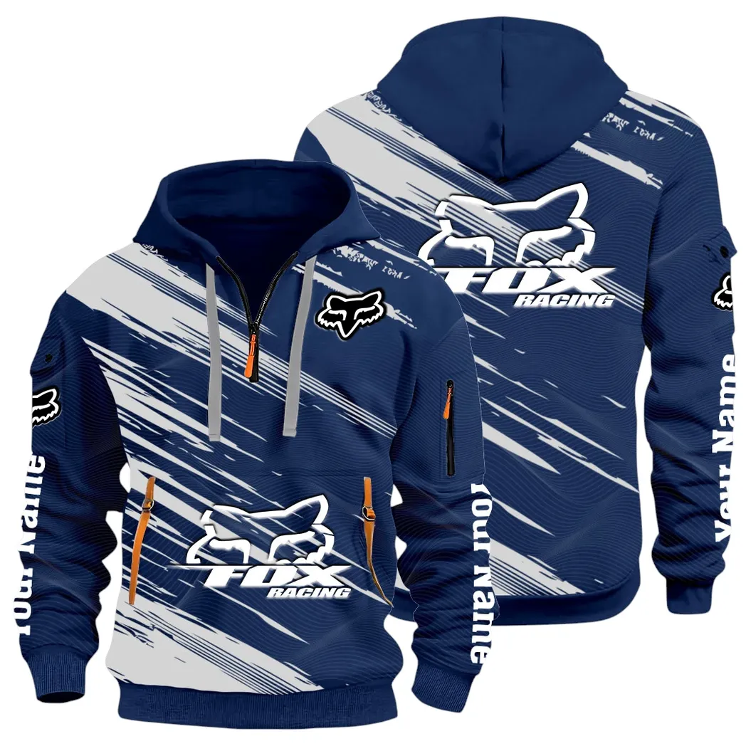 Racing Auto Hoodie Half Zip 3D, Everyday Comfortable Hoodie CAR514 - Navy
