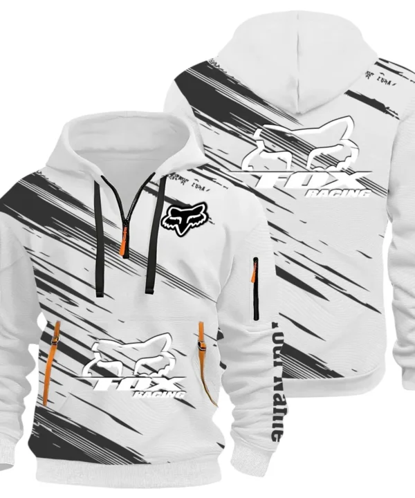 Racing Auto Hoodie Half Zip 3D, Everyday Comfortable Hoodie CAR514 - White