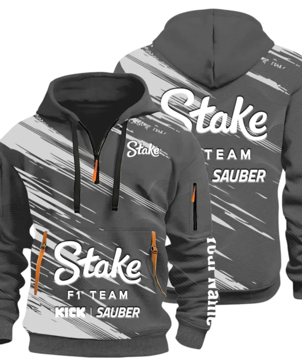 Racing Auto Hoodie Half Zip 3D, Rugged Casual Hoodie CAR514 - Dark Gray