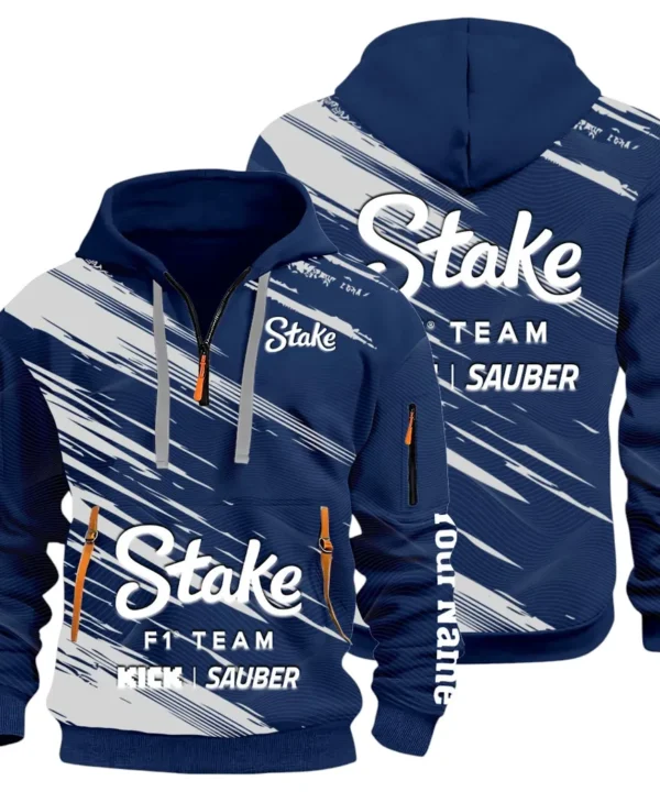 Racing Auto Hoodie Half Zip 3D, Rugged Casual Hoodie CAR514 - Navy