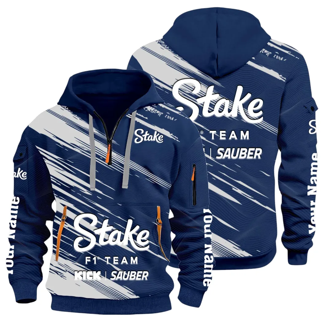 Racing Auto Hoodie Half Zip 3D, Rugged Casual Hoodie CAR514 - Navy