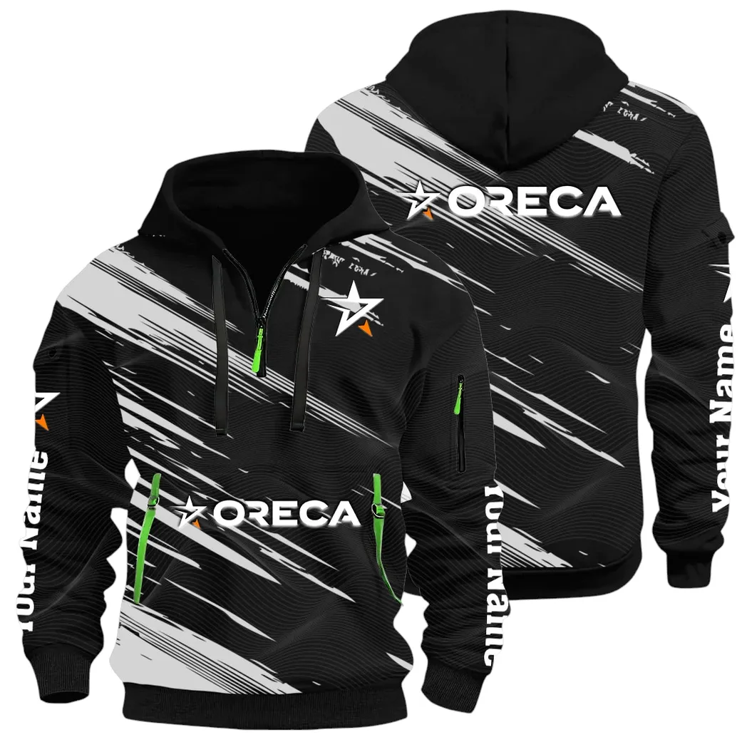 Racing Auto Hoodie Half Zip 3D, Street-Ready Casual Hoodie CAR514 - Black