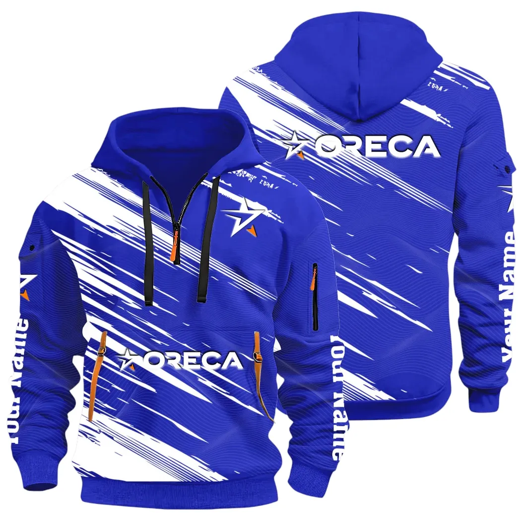 Racing Auto Hoodie Half Zip 3D, Street-Ready Casual Hoodie CAR514 - Blue