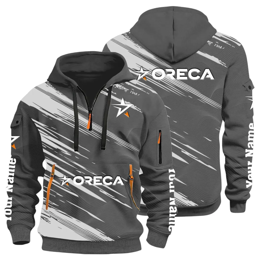 Racing Auto Hoodie Half Zip 3D, Street-Ready Casual Hoodie CAR514 - Dark Gray