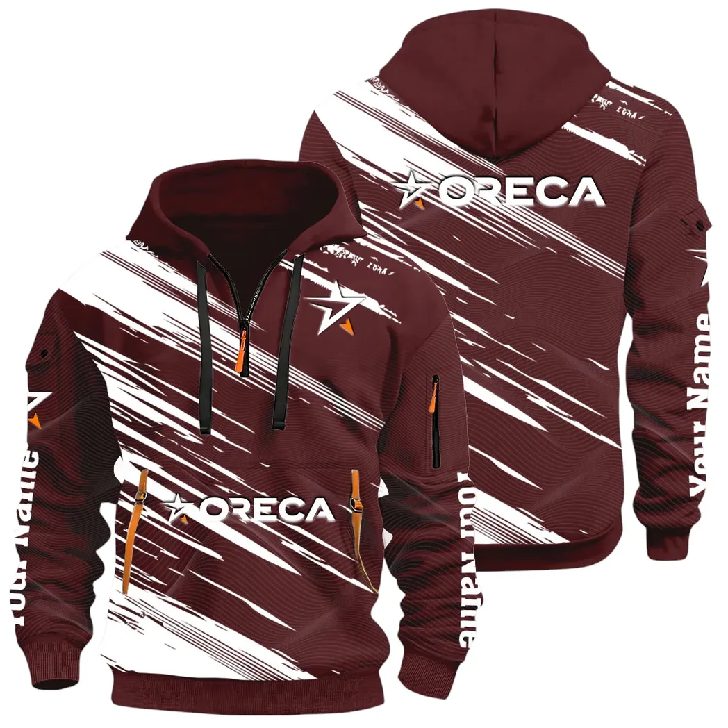Racing Auto Hoodie Half Zip 3D, Street-Ready Casual Hoodie CAR514 - Dark Red
