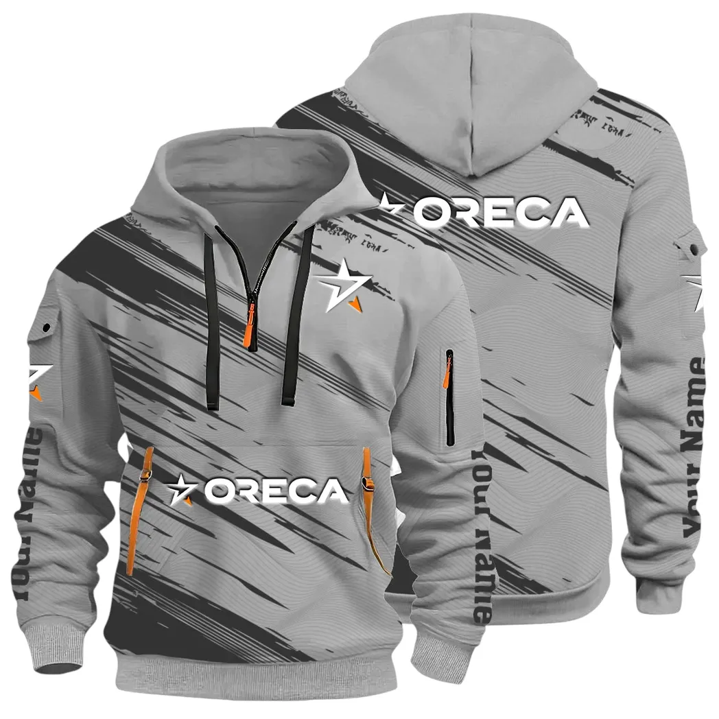 Racing Auto Hoodie Half Zip 3D, Street-Ready Casual Hoodie CAR514 - Gray