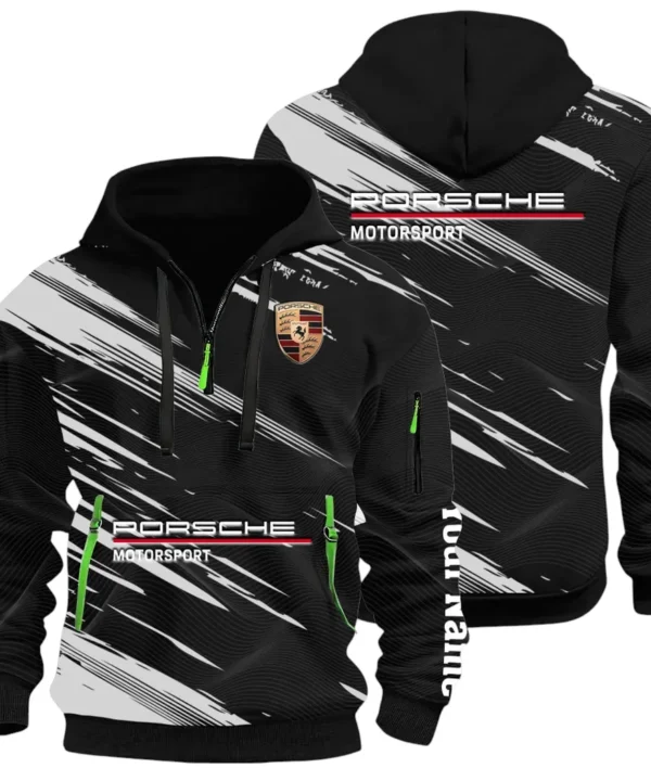 Turbo Sports Car Hoodie Half Zip 3D, Adventure-Ready Streetwear CAR514 - Black