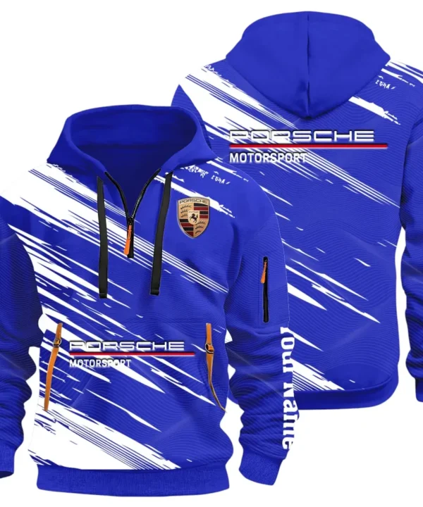 Turbo Sports Car Hoodie Half Zip 3D, Adventure-Ready Streetwear CAR514 - Blue