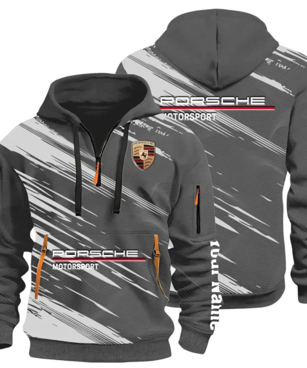 Turbo Sports Car Hoodie Half Zip 3D, Adventure-Ready Streetwear CAR514 - Dark Gray