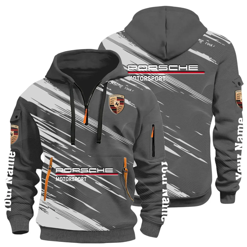 Turbo Sports Car Hoodie Half Zip 3D, Adventure-Ready Streetwear CAR514 - Dark Gray