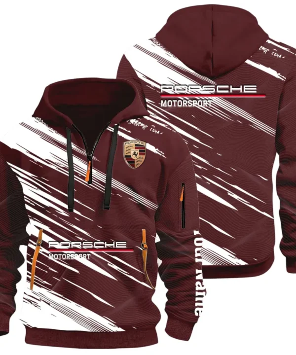 Turbo Sports Car Hoodie Half Zip 3D, Adventure-Ready Streetwear CAR514 - Dark Red