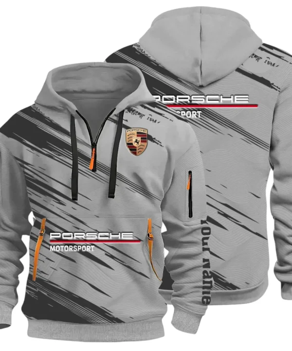Turbo Sports Car Hoodie Half Zip 3D, Adventure-Ready Streetwear CAR514 - Gray