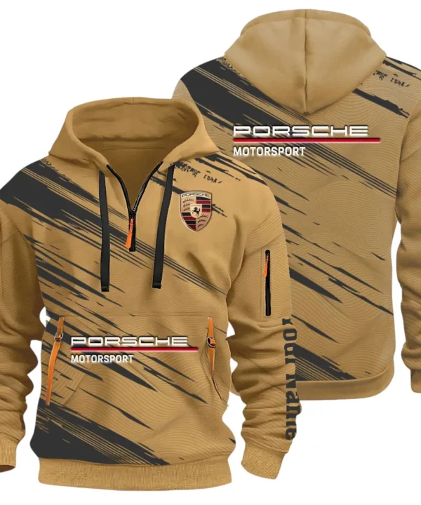 Turbo Sports Car Hoodie Half Zip 3D, Adventure-Ready Streetwear CAR514 - Khaki