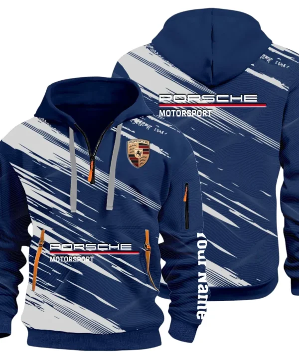 Turbo Sports Car Hoodie Half Zip 3D, Adventure-Ready Streetwear CAR514 - Navy
